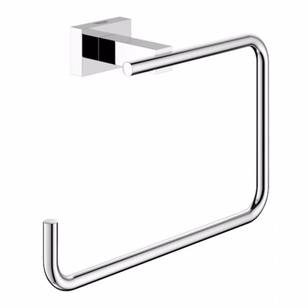 GROHE Essentials Cube 8 in. Towel Ring in StarLight Chrome