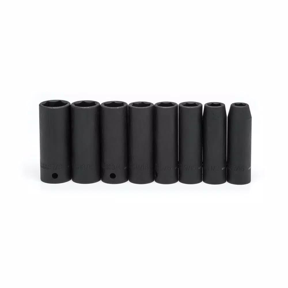 Crescent 1/2 in. Drive 6-Point Deep Impact SAE Socket Set, 8-Piece