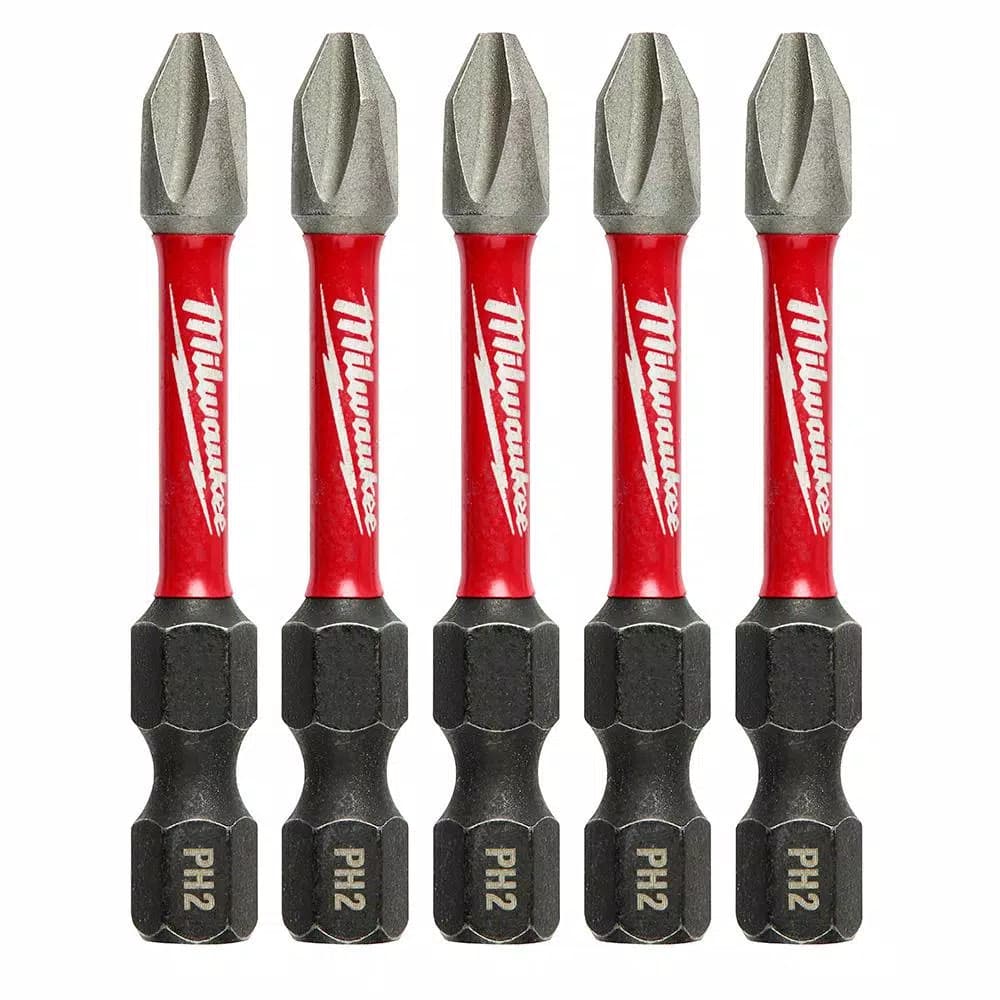 Milwaukee SHOCKWAVE 2 in. Phillips #2 Impact Duty Steel Power Bits, 5-Pack