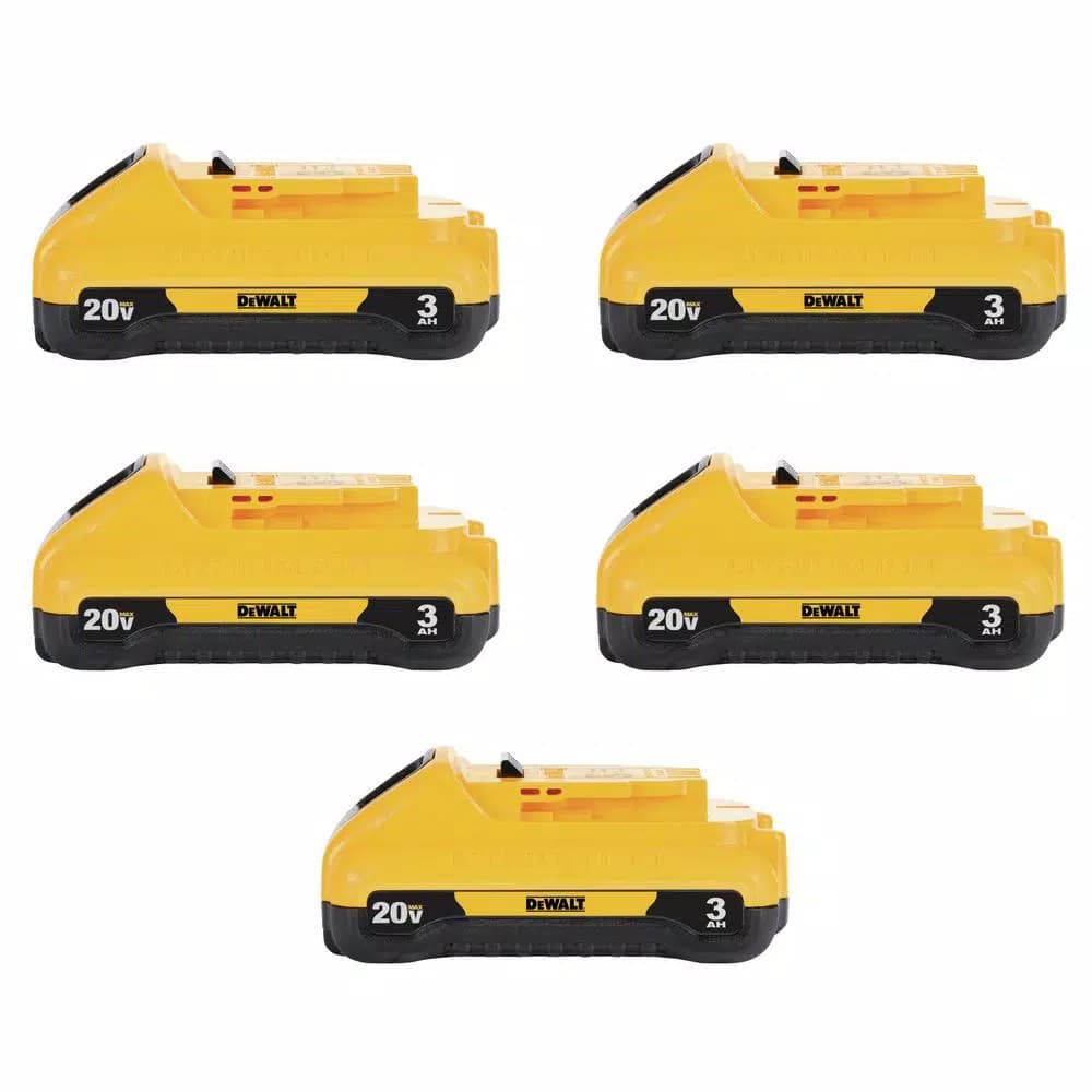 DEWALT 20V MAX Compact Lithium-Ion 3.0Ah Battery Pack, 5-Pack (DCB230)