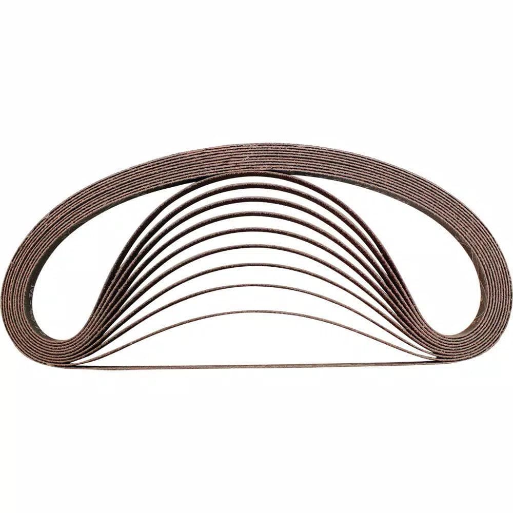 Makita 80-Grit Abrasive Belt 3/8 in. x 21 in. (10-Pack) for Wood and Metal