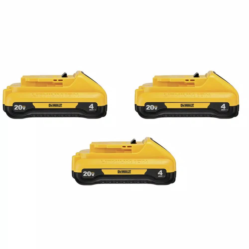 DEWALT 20V MAX Compact Lithium-Ion 4.0 Ah Battery Pack, 3-Pack (DCB240)