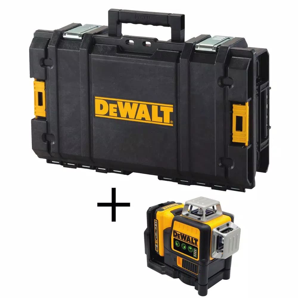DEWALT 12V MAX Lithium-Ion 3-Beam 360-Degree Green Laser Level Kit with TOUGHSYSTEM 22 in. Tool Box