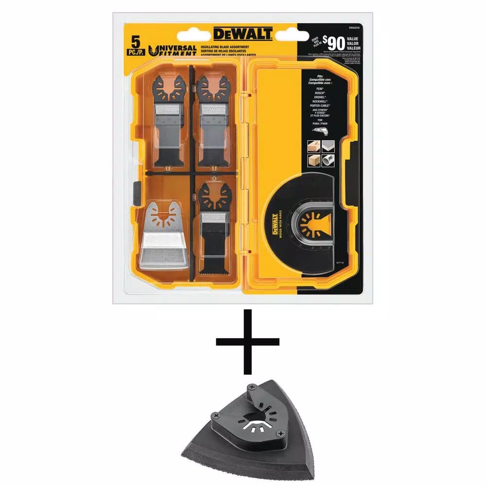 DEWALT DWA4216 5-Piece Oscillating Blade Set with Bonus Sanding Pad