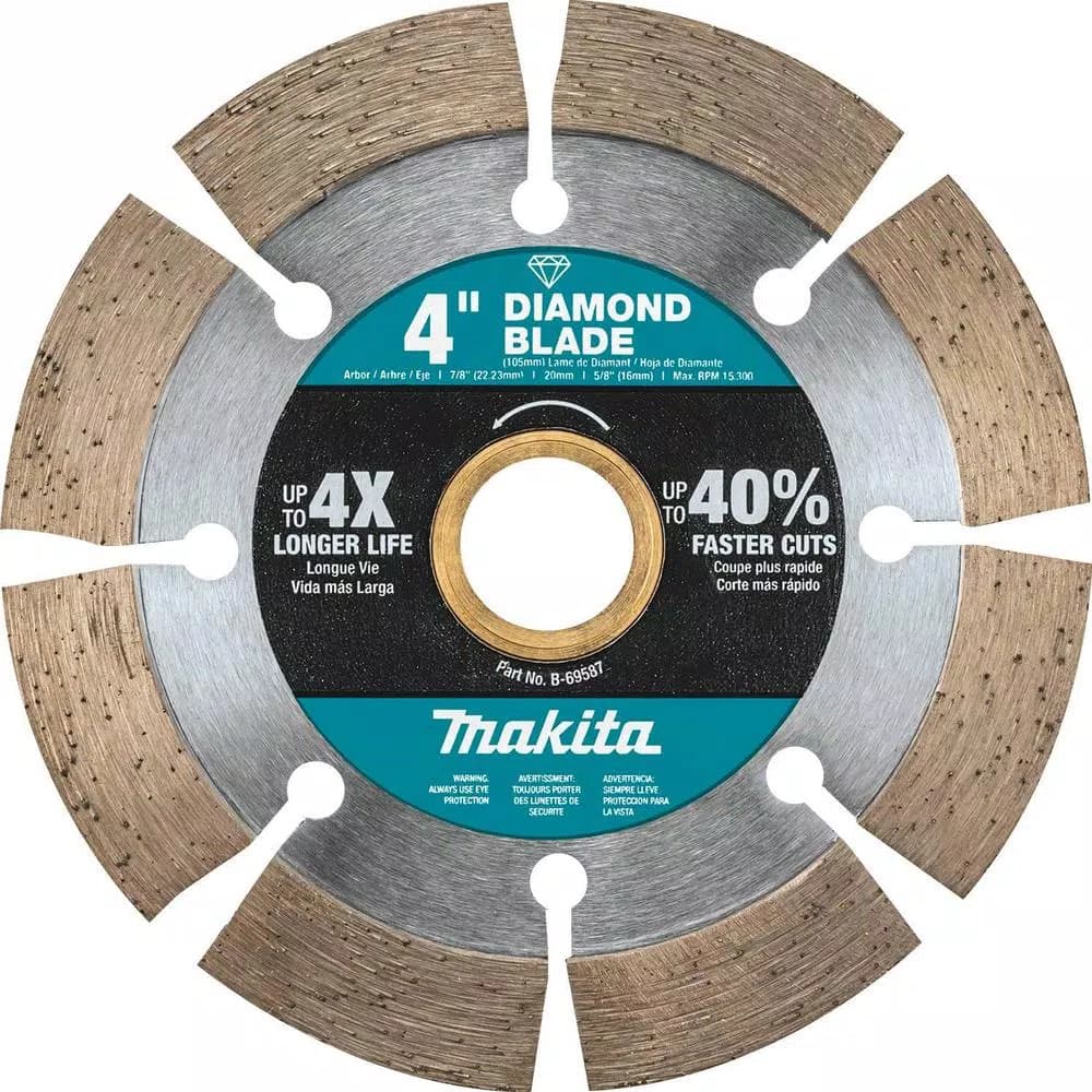Makita 4 in. Segmented Rim Diamond Blade for Concrete, Brick, and Block