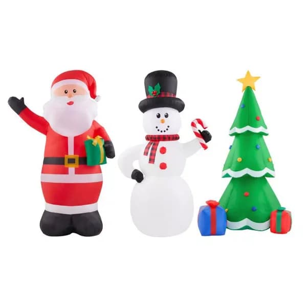 Airblown 6.5 ft. Holiday Inflatable Santa, Snowman, and Tree Combo Pack with LED Lights