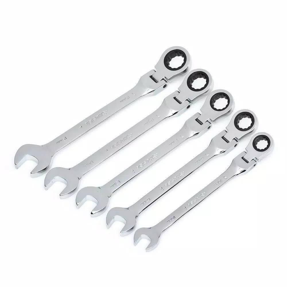 Husky 5-Piece Flex Ratcheting Wrench Set, Metric, Chrome Vanadium Steel
