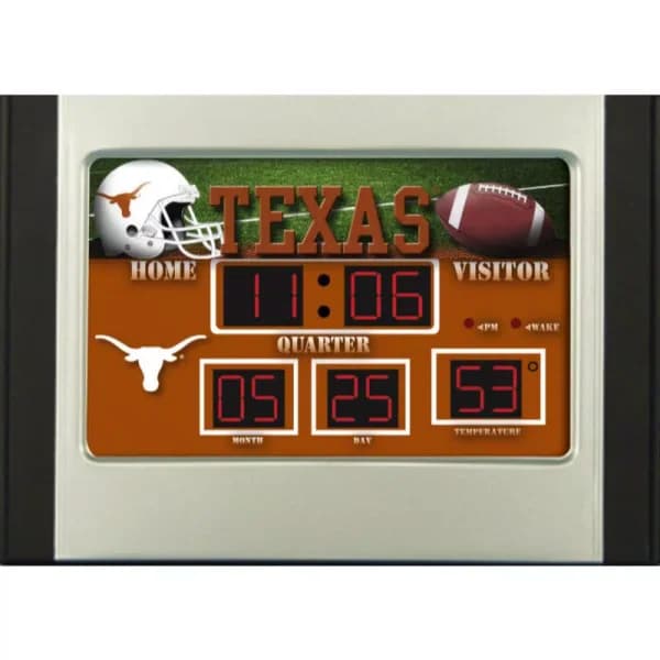 Team Sports America University of Texas NCAA Scoreboard Digital Alarm Clock - Multi-Color