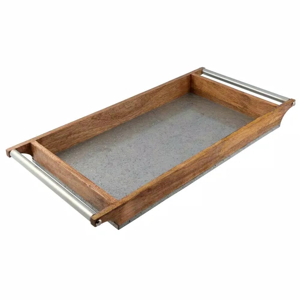 Thirstystone Rectangle Mango Wood and Galvanized Iron Serving Tray