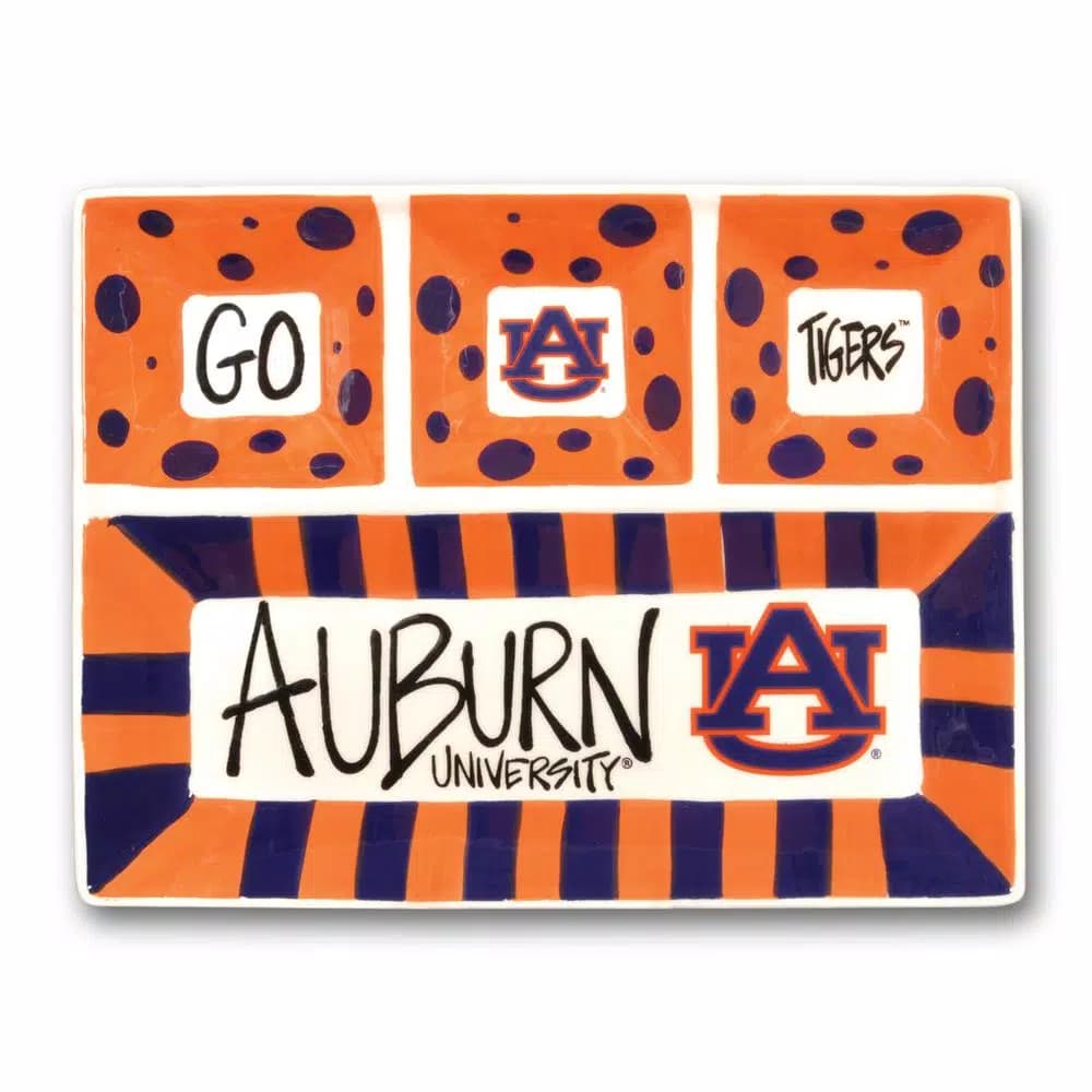 Magnolia Lane Auburn University NCAA Officially Licensed 4-Section Ceramic Serving Platter