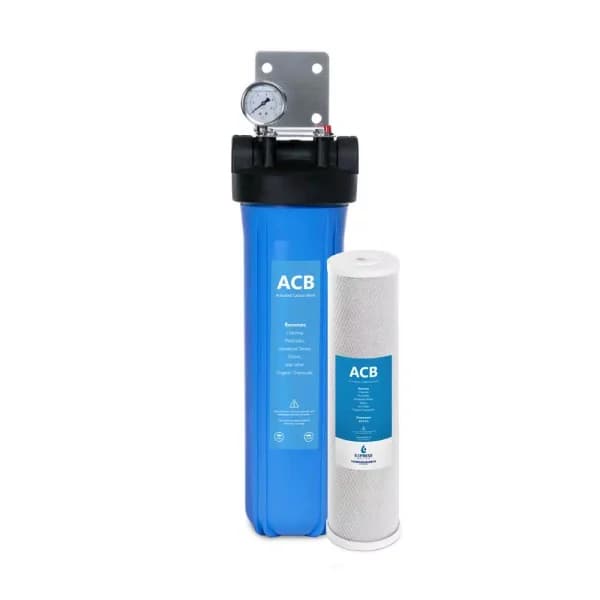 Express Water Whole House 1-Stage Water Filtration System - Carbon Block Filter with Pressure Gauge
