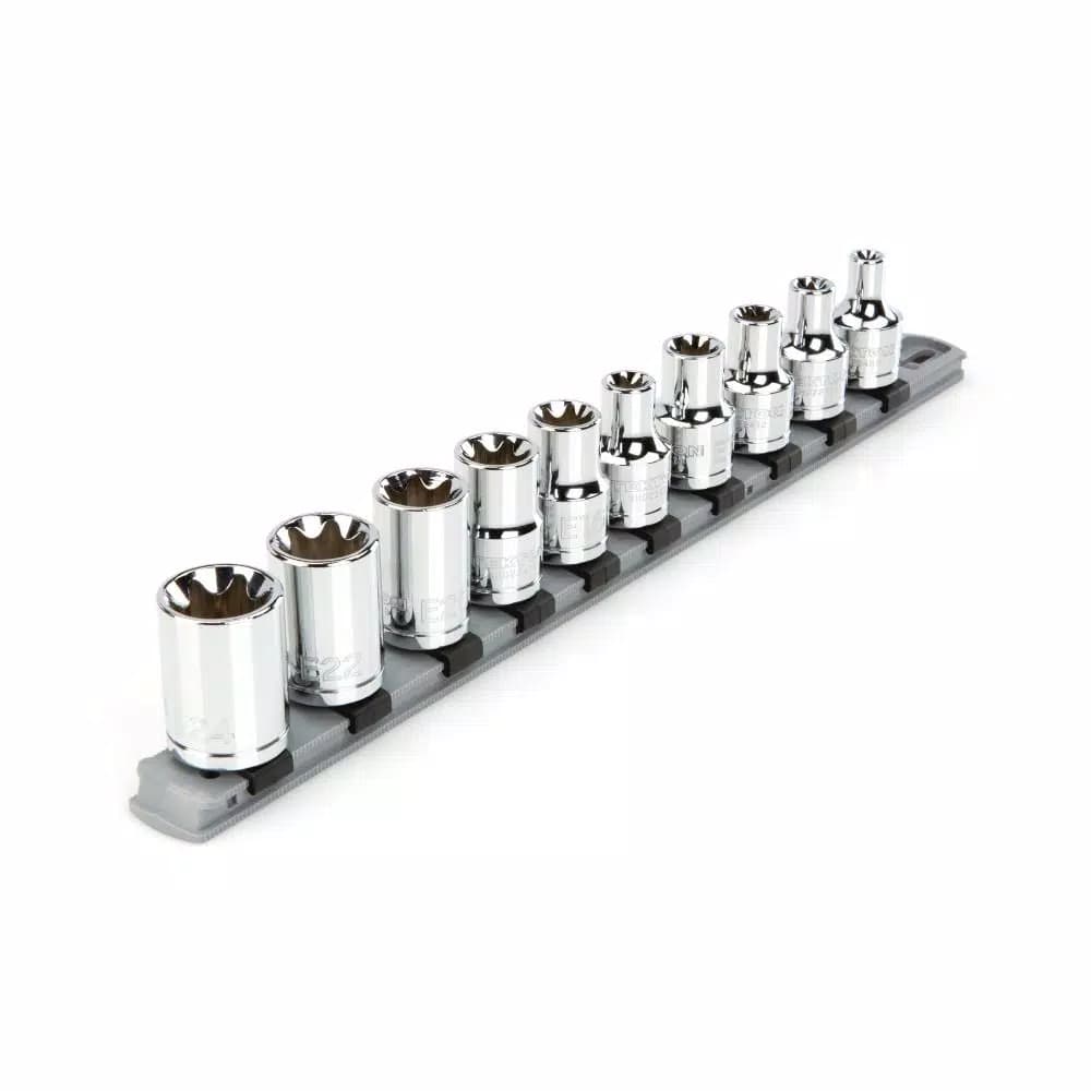 TEKTON 1/2 in. Drive External Star Socket Set, 10-Piece Metric E-Star Set