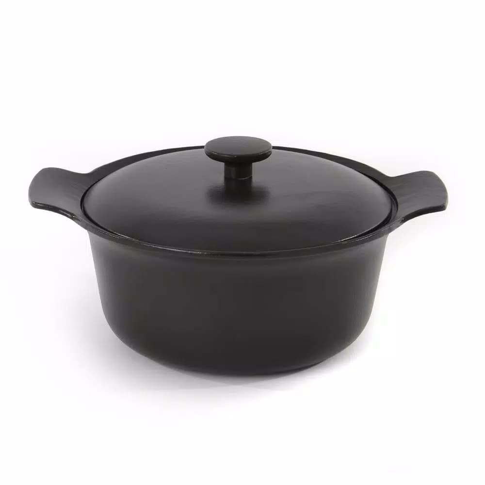 BergHOFF Ron 4.4 Qt. Cast Iron Stock Pot with Lid, Black