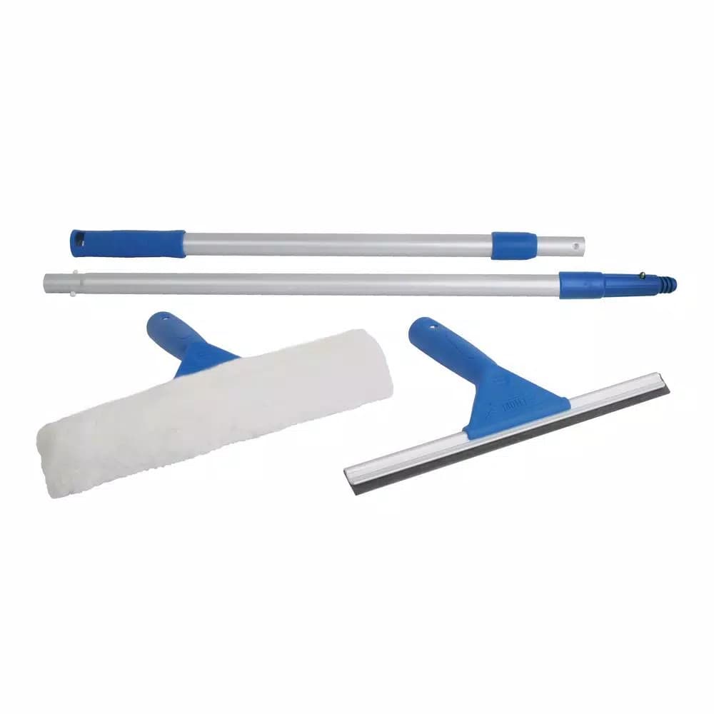 Ettore All Purpose Window Cleaning Combo Kit with Click-Lock Pole, Squeegee, and Washer