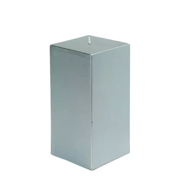 Zest Candle Metallic Silver Square Pillar Candles, 3 in. x 6 in. (12-Pack Bulk)