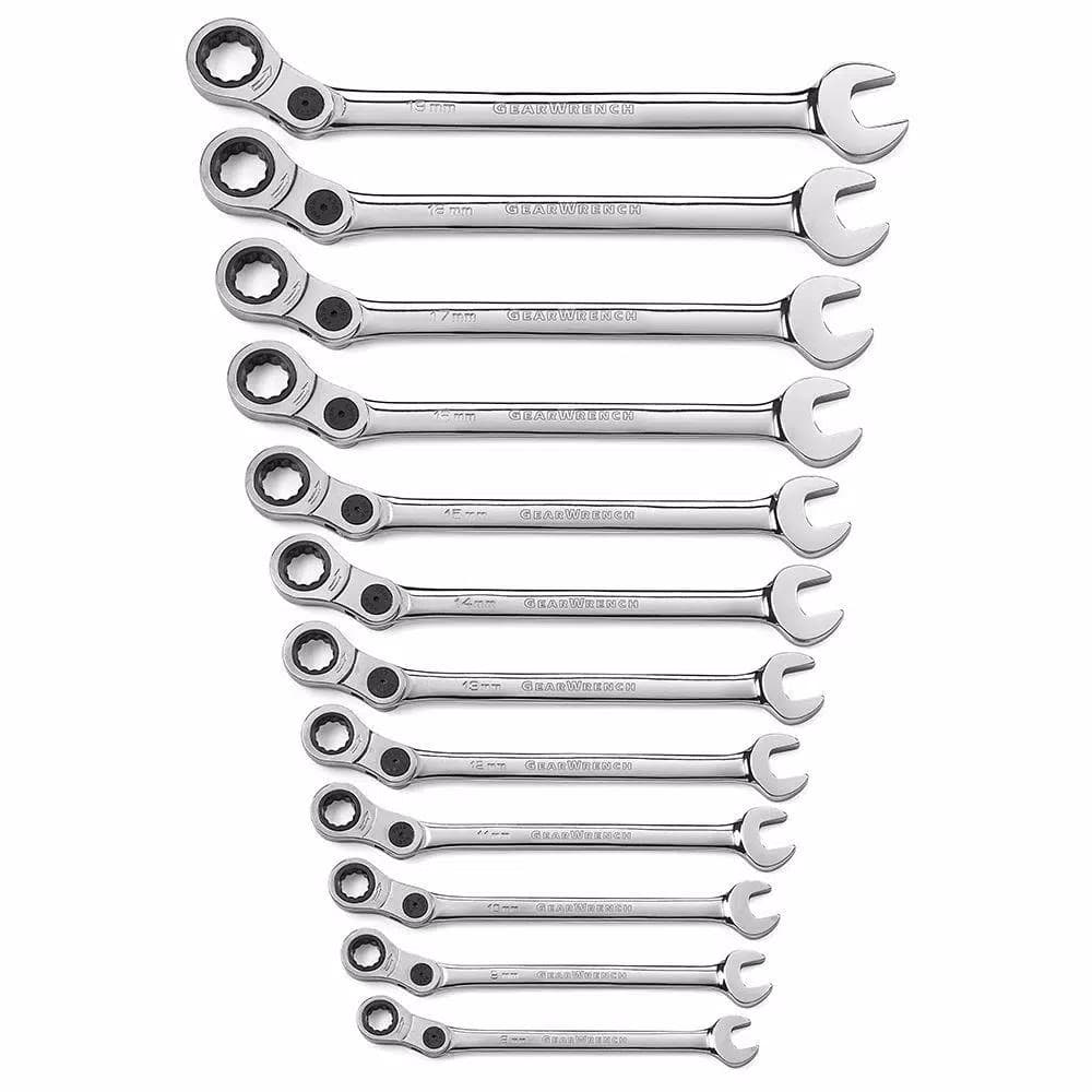 GearWrench 12-Piece Metric Indexing Combination Ratcheting Wrench Set