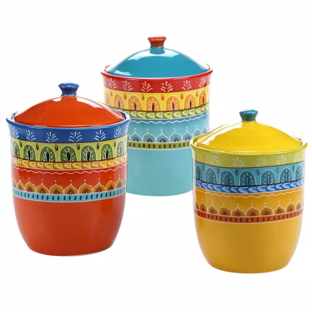 Certified International Valencia Earthenware 3-Piece Canister Set, Nancy Green