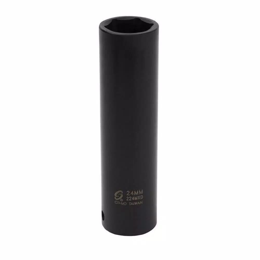 SUNEX TOOLS 24 mm Extra Deep Impact Socket, 1/2 in. Drive, 6-Point CR-MO Alloy Steel