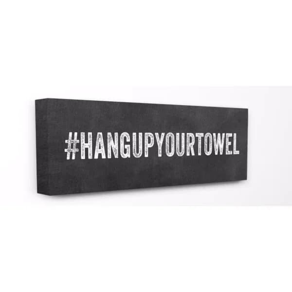 Stupell Industries "Hashtag Hang Up Your Towel" by Linda Woods 10 x 24 in. Printed Canvas Wall Art