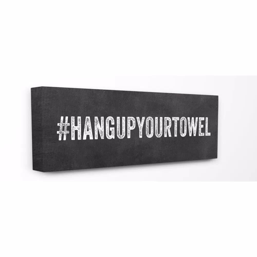 Stupell Industries "Hashtag Hang Up Your Towel" by Linda Woods 10 x 24 in. Printed Canvas Wall Art