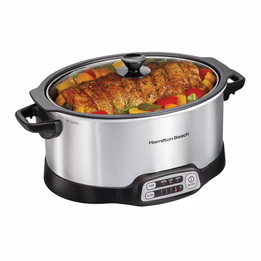 Hamilton Beach 6 Qt. Stovetop Sear and Cook Programmable Slow Cooker, Stainless Steel
