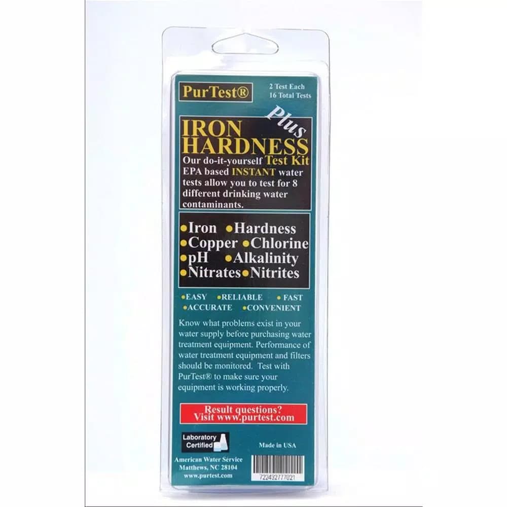 PurTest Iron Hardness Plus Water Test Kit - 8 Contaminants, 2 Uses