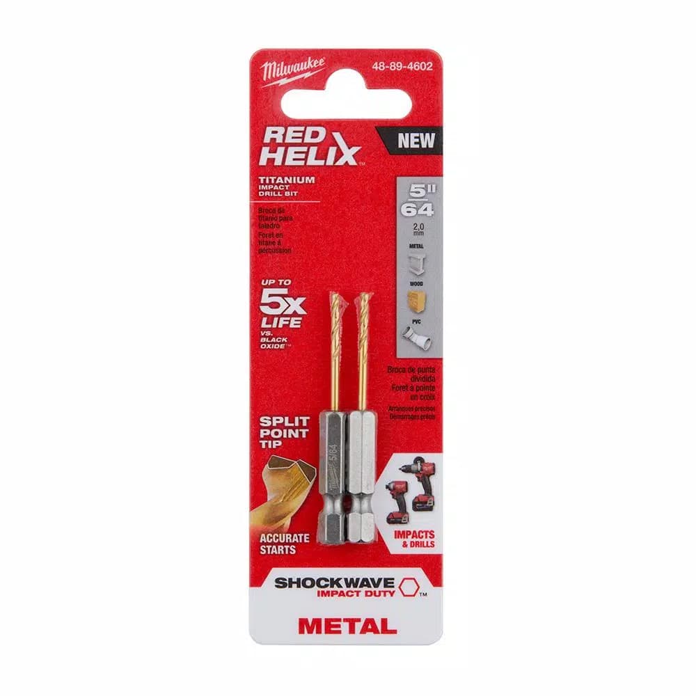 Milwaukee SHOCKWAVE 5/64 in. Titanium Drill Bit with Red Helix and 1/4 in. Hex Shank