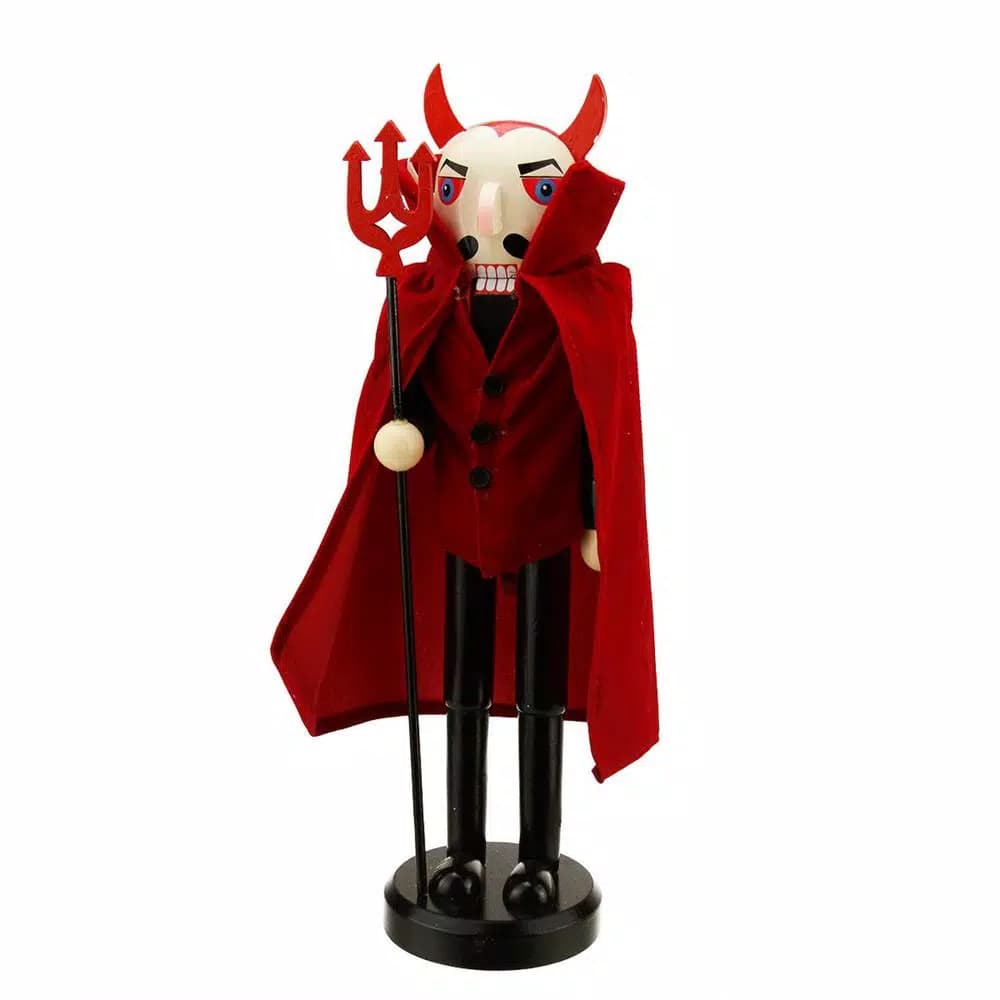 Northlight 14 in. Red Devil Wooden Halloween Nutcracker with Pitchfork