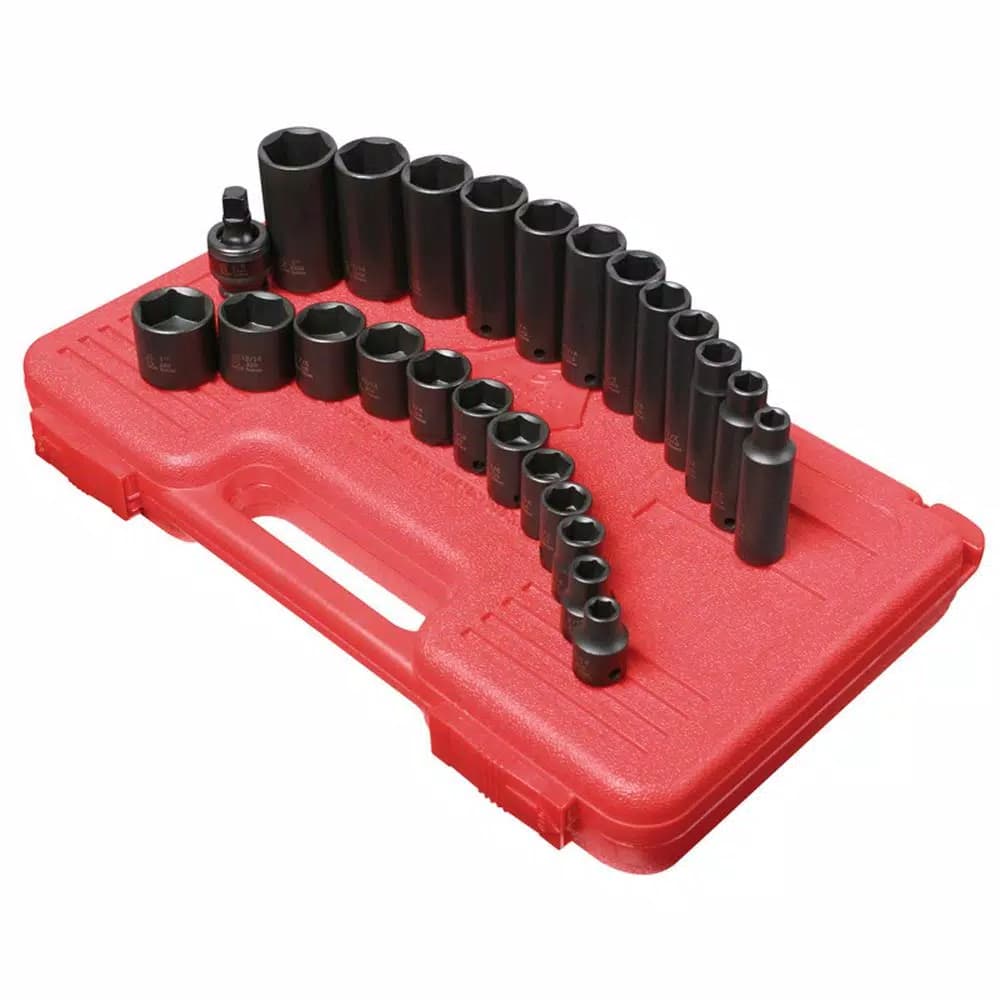 SUNEX TOOLS 25-Piece 3/8 in. Drive Impact Socket Set with Deep Sockets and Universal Joint