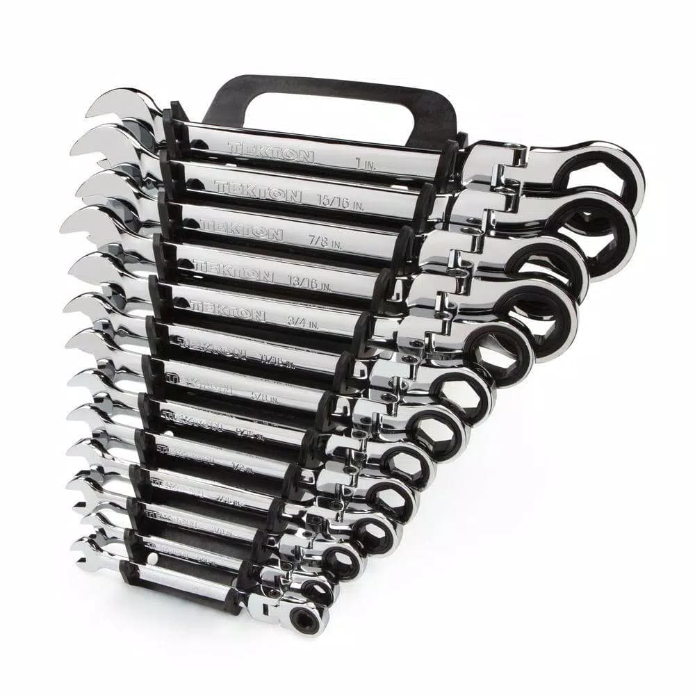 TEKTON 13-Piece Flex-Head Ratcheting Combination Wrench Set, 1/4 in. to 1 in.