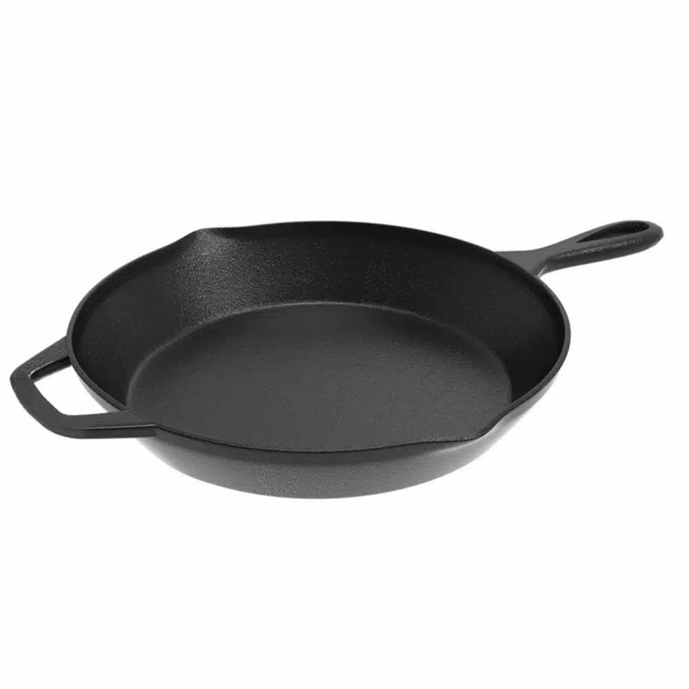 Classic Cuisine 12 in. Cast Iron Skillet with Pour Spout, Black