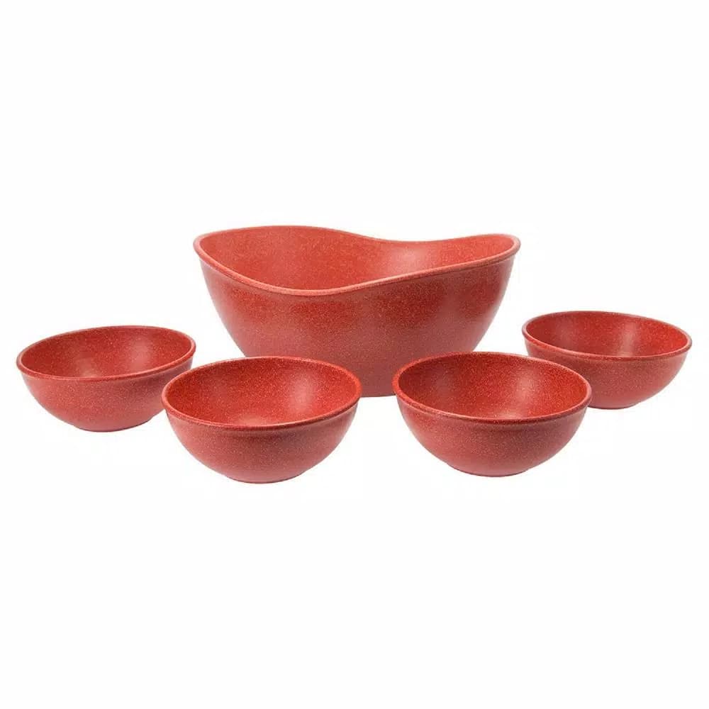 Unbranded EVO Sustainable Goods Red Wood-Plastic Composite Serving Bowl Set, 5-Piece