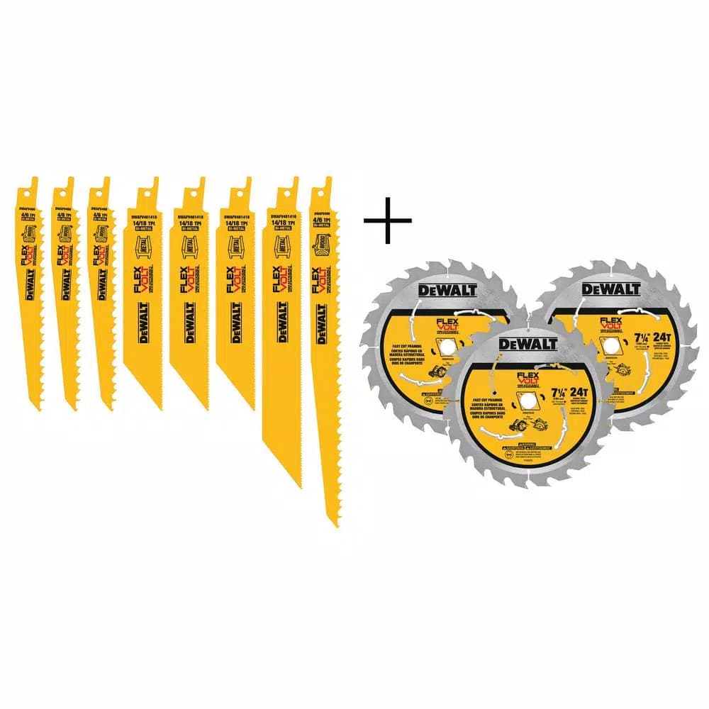 DEWALT FLEXVOLT Reciprocating Saw Blade Set (8-Piece) with Bonus 7-1/4 in. Carbide-Tipped Circular Saw Blades (3-Pack)