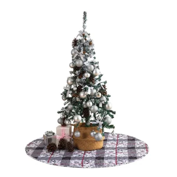 Country Living Faith 48 in. Reversible Quilted Microfiber Tree Skirt - Chickadee Toile & Floral
