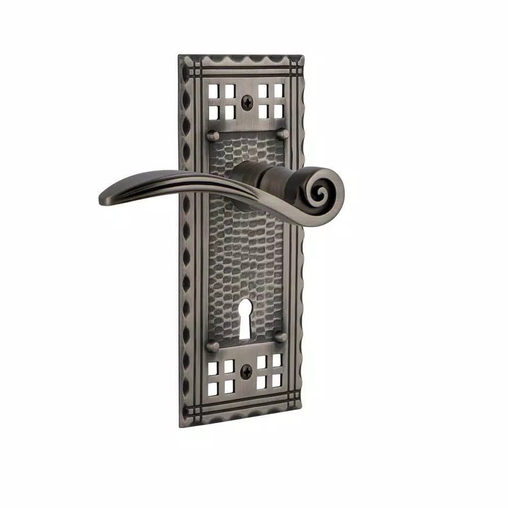 Nostalgic Warehouse Craftsman Swan Passage Lever, Antique Pewter, 2-3/8 in. Backset