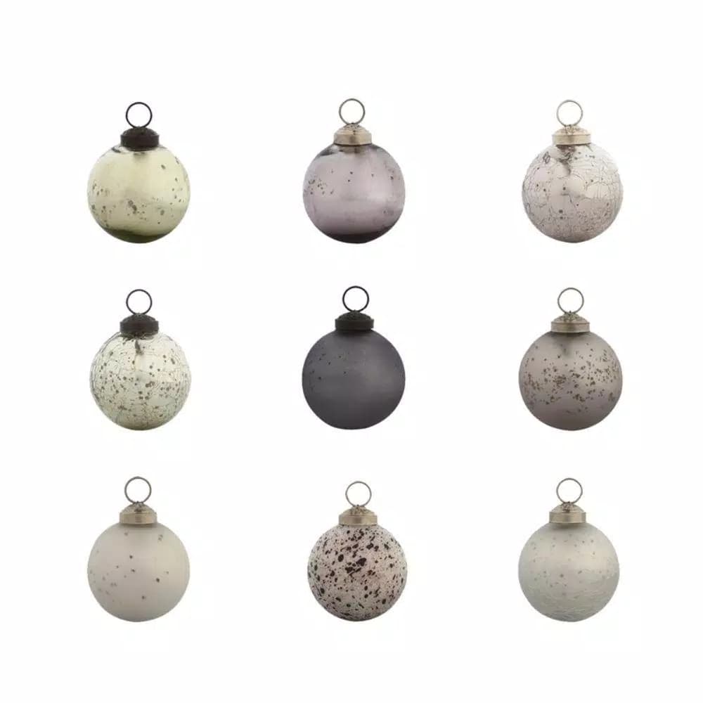 Evergreen Chic Collection 2.5 in. Silver Glass Christmas Ornament Set, 48-Pack