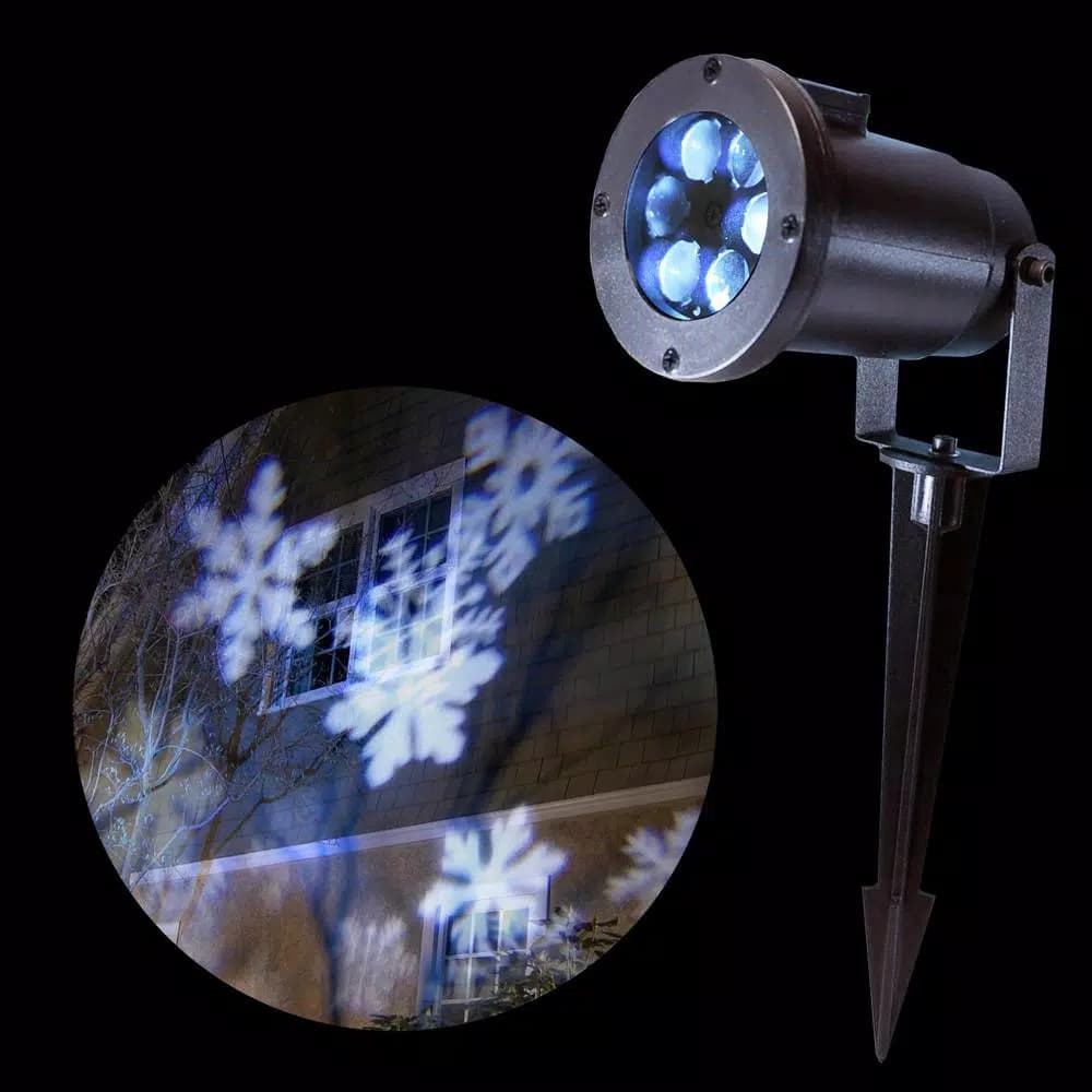 LUMABASE LED White Snowflake Projector Light - Rotating Indoor/Outdoor Holiday Decor