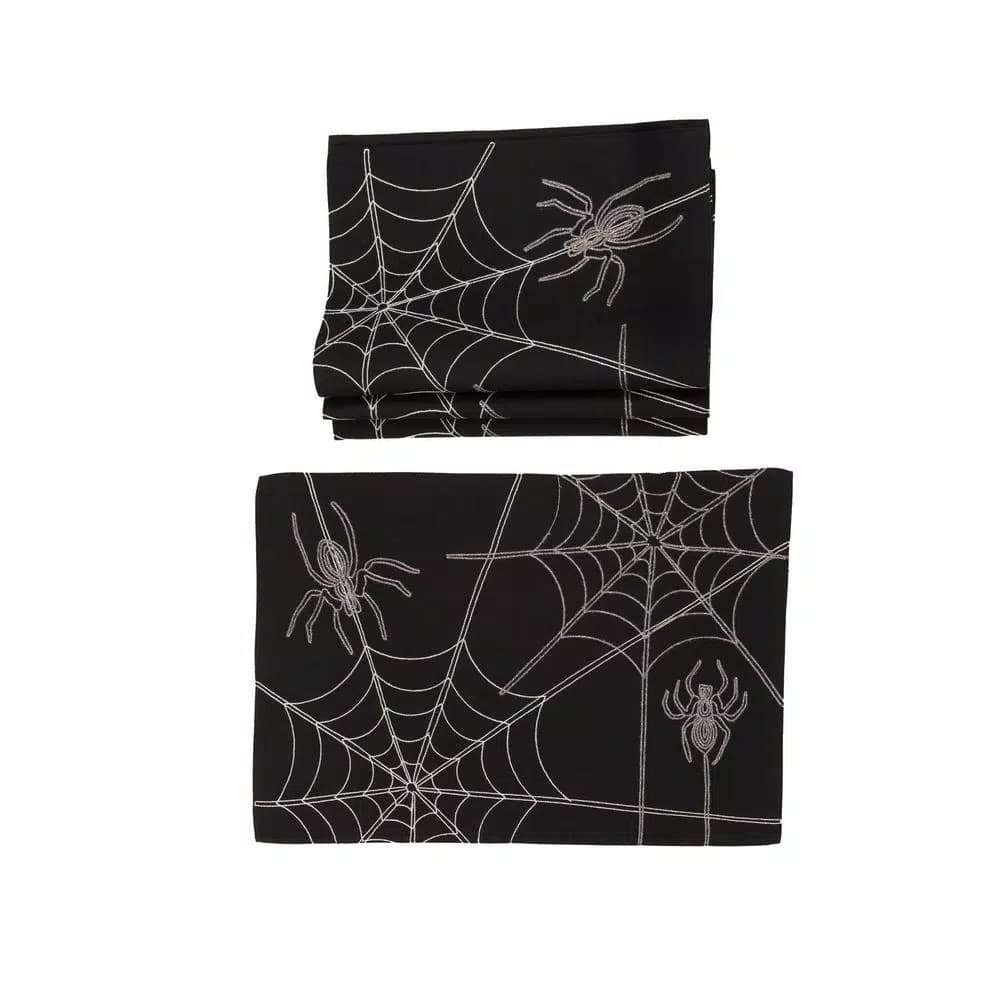 Xia Home Fashions Happy Halloween Double Layer Embroidered Placemats, Black (Set of 4)