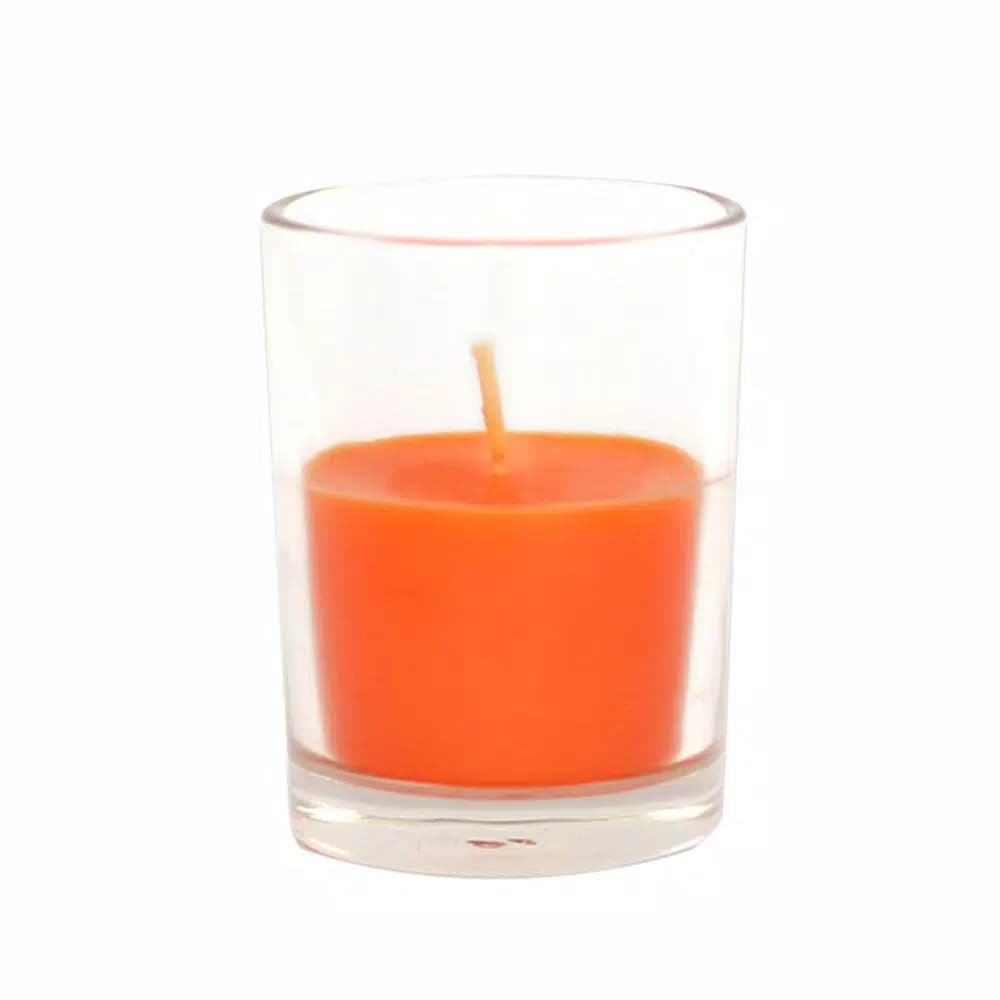 Zest Candle 2 in. Orange Round Glass Votive Candles, 12-Pack