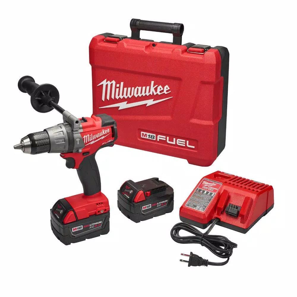 Milwaukee M18 FUEL 1/2 in. Brushless Cordless Hammer Drill/Driver Kit w/ (2) 5.0 Ah Batteries & Charger