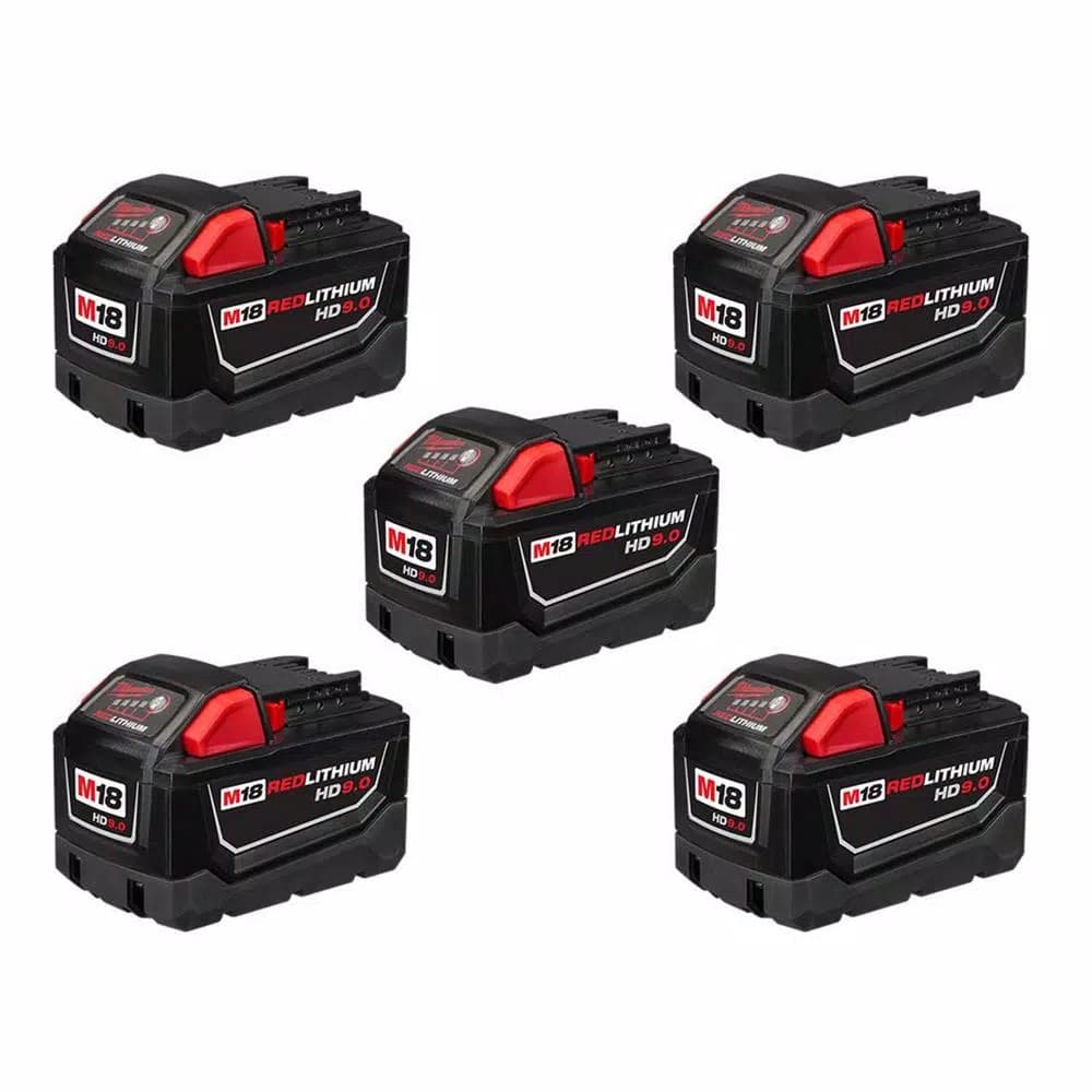 Milwaukee M18 REDLITHIUM HIGH DEMAND 9.0 Ah Battery Pack (5-Pack)