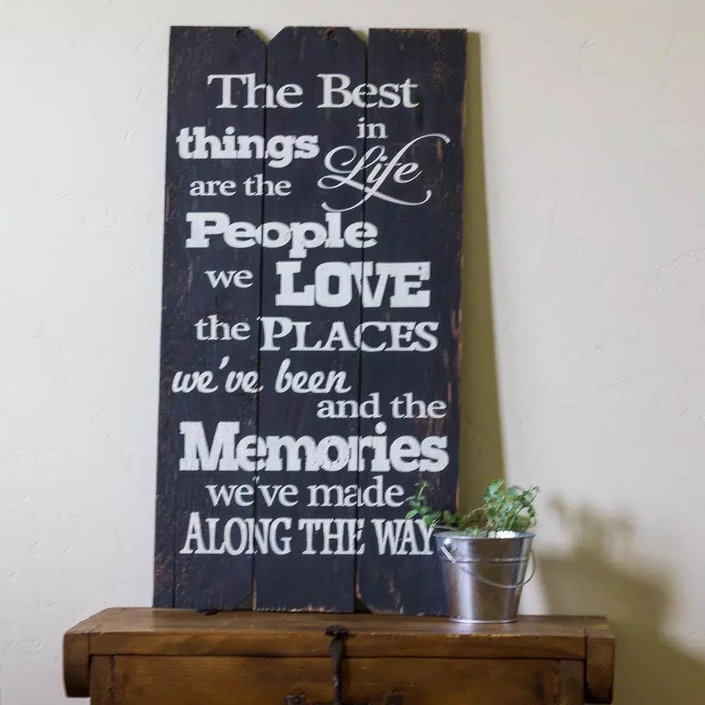 Unbranded Boulder Innovations "Best Things In Life" 18 x 36 in. Printed Wood Wall Art Sign