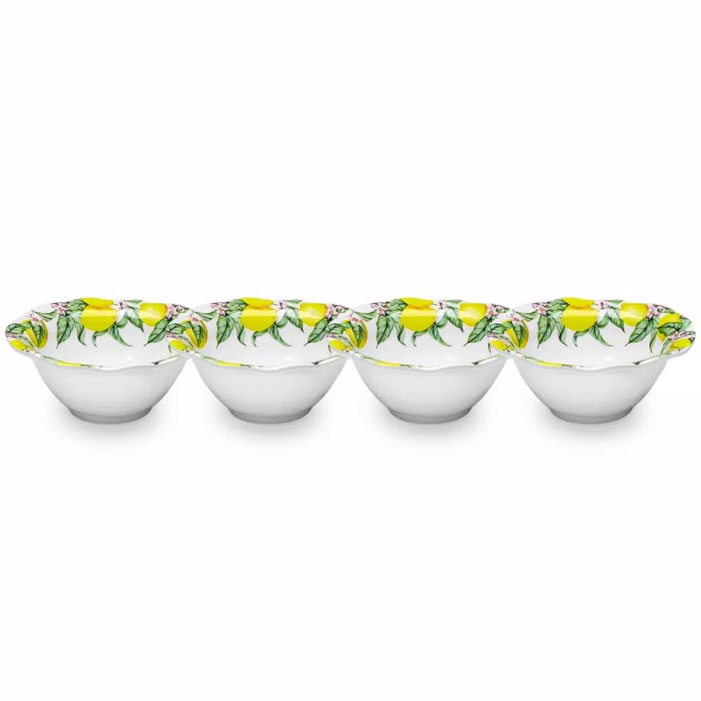 Q Squared Limonata 4-Piece Yellow Melamine Dip Bowl Set, Shatterproof Serving Bowls
