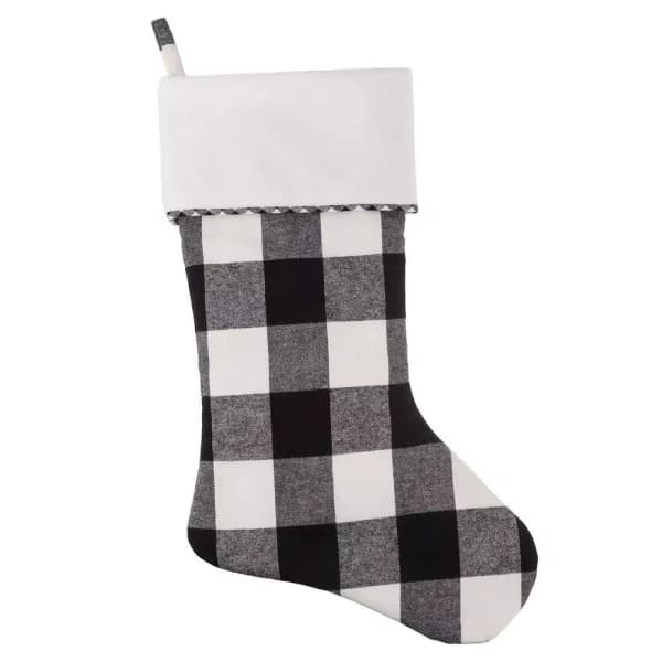 Haute Decor HangRight 18.7 in. Black and White Buffalo Check Christmas Stockings, 2-Pack