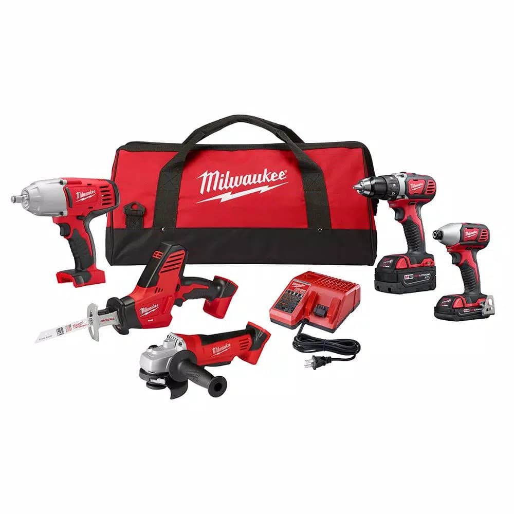 Milwaukee M18 18V Lithium-Ion Cordless 5-Tool Combo Kit with 2 Batteries and Charger