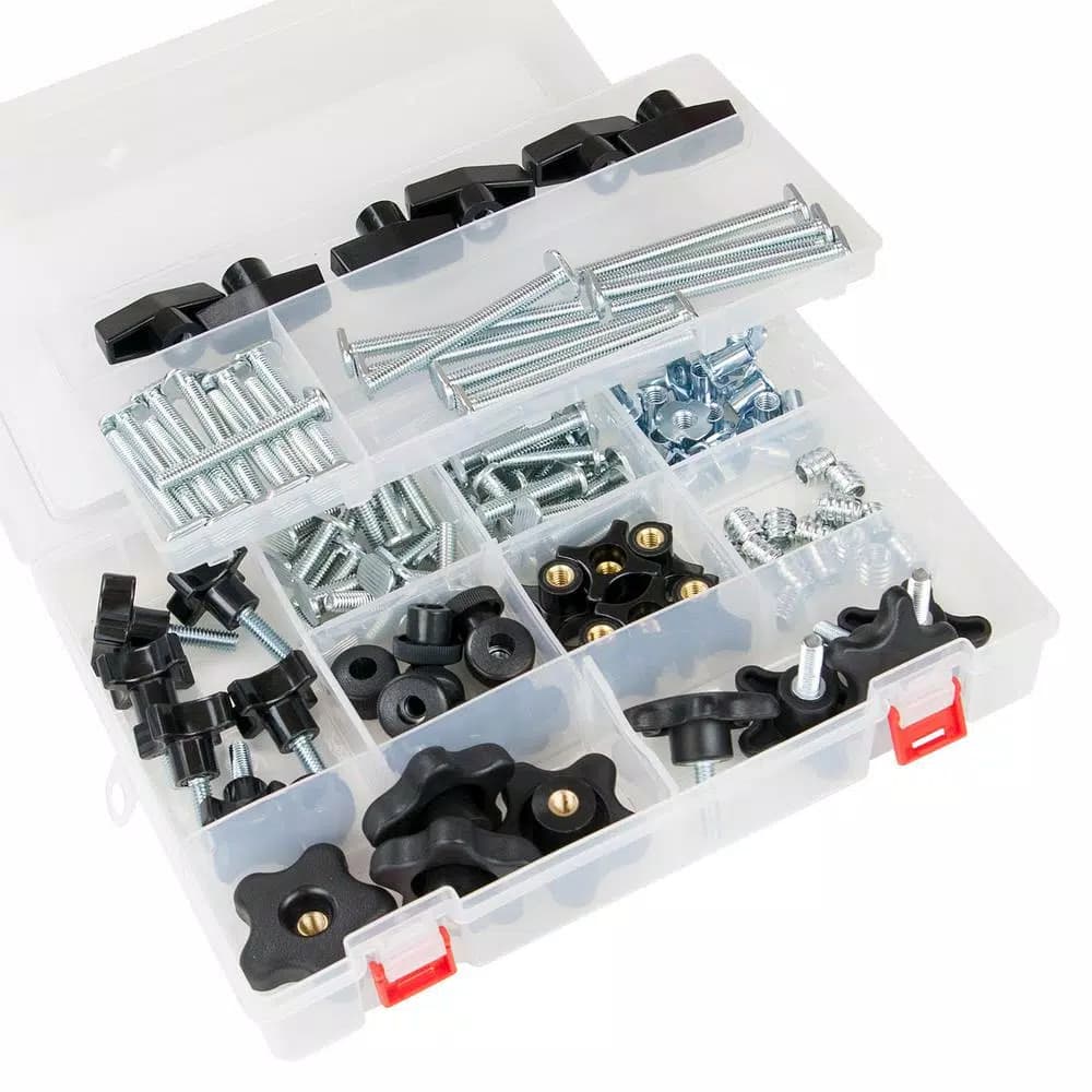 POWERTEC 129-Piece T-Track Jig Hardware Kit, 5/16-18 in. Zinc Plated Steel and Plastic Accessories