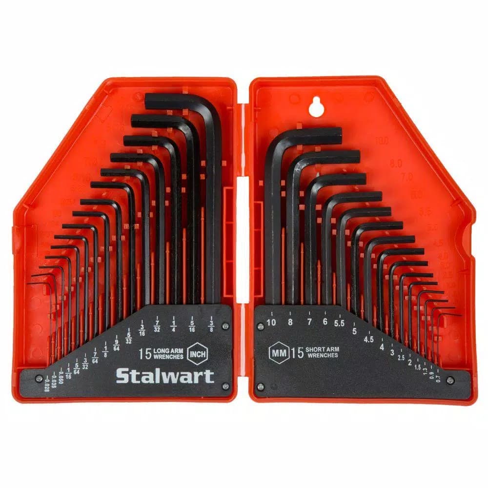 Stalwart 30-Piece Steel Hex Key Wrench Set, SAE and Metric