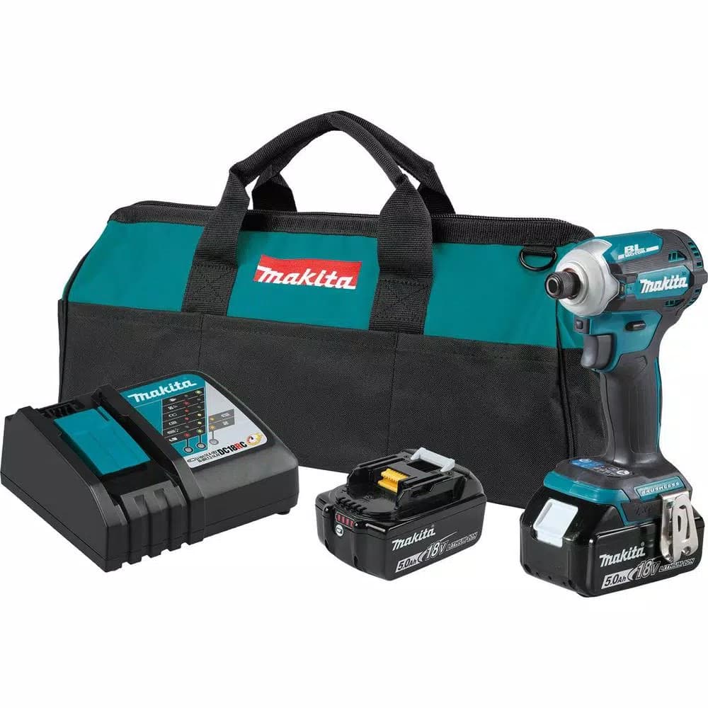 Makita 18V LXT Brushless 4-Speed Impact Driver Kit with 5.0 Ah Batteries and Charger