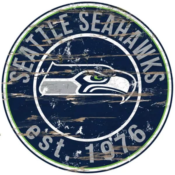 Adventure Furniture Fan Creations 24" NFL Seattle Seahawks Round Distressed Wood Sign