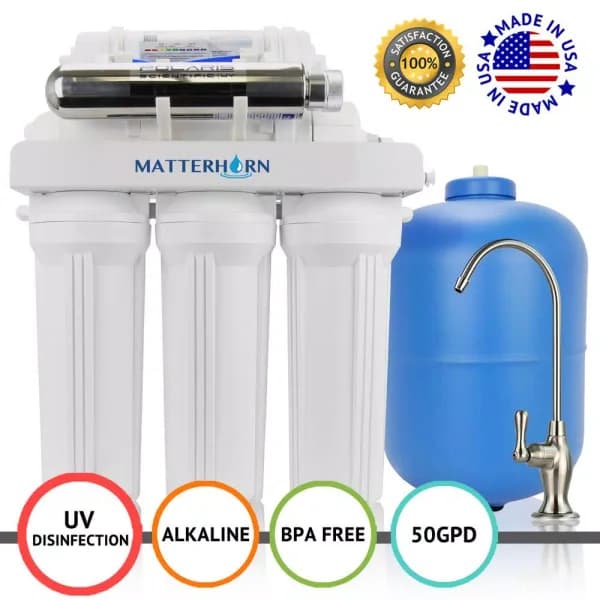 Matterhorn MRO-6051 7-Stage Under-Sink Reverse Osmosis UV Water Filtration System with Alkaline Mineralization